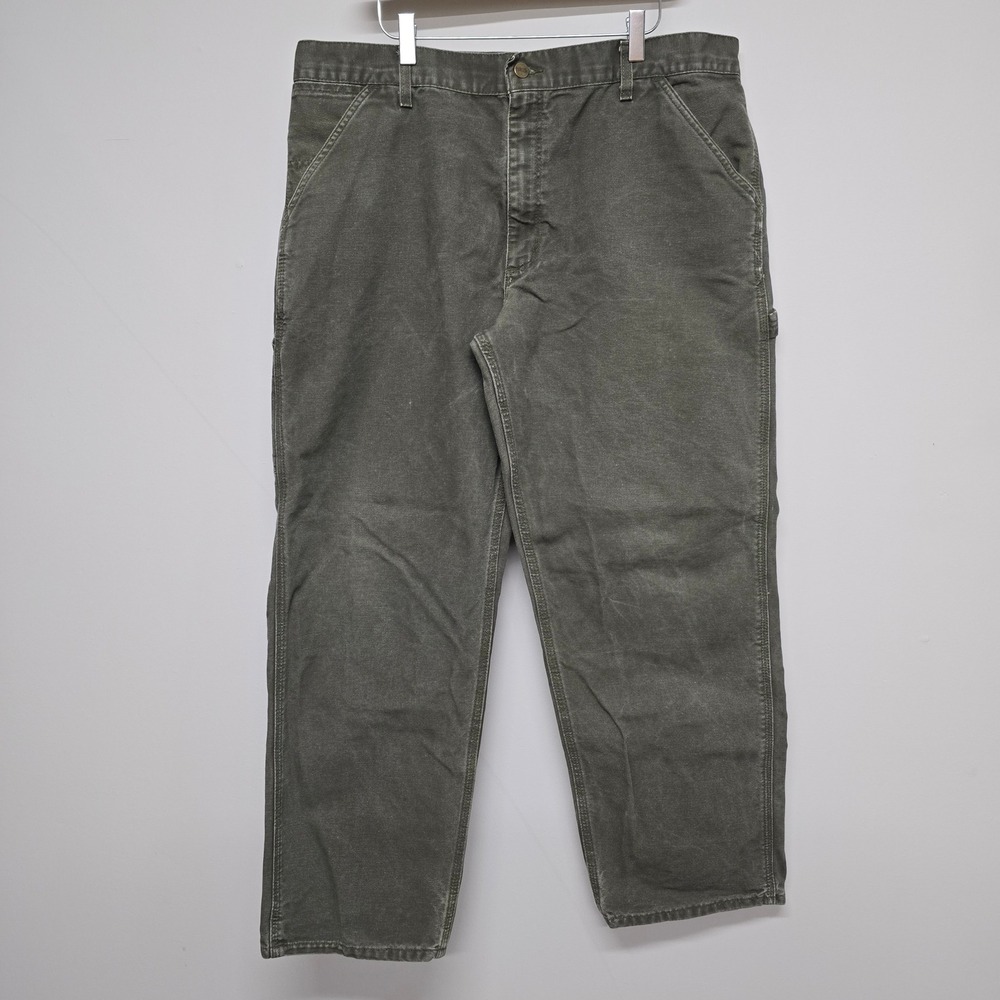 Carhartt B11 Moss Carpenter Pants Mens 40x30 (fits 38x30) Green Workwear Grunge